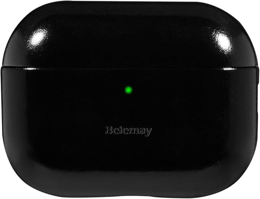 Belemay Handcrafted Oil-Waxed Leather Case for AirPods Pro 3rd Gen (2025), Genuine Cowhide, Smooth Glossy Lively Two-Tone Patina, Compatible with MagSafe, Compatible with Airpods Pro 3, Obsidian Black