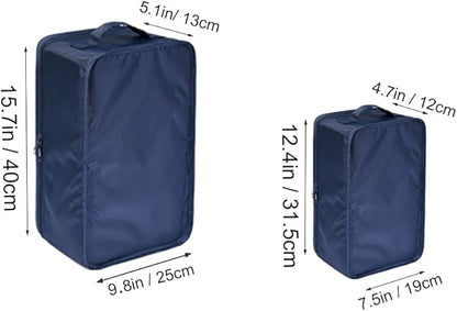 Travel Shoe Bags, Foldable Waterproof Shoe Pouches Organizer-Double Layer (2+2 Navy Shoebags)