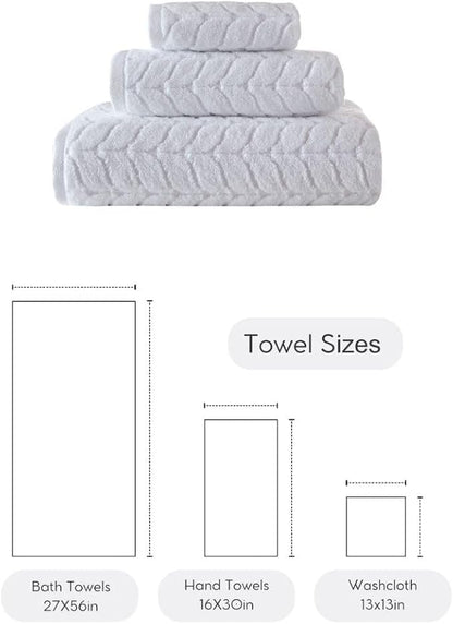 BAGNO MILANO Turkish Bath Towels, Soft Plush Jacquard Luxury Bath Towels, Quick Dry Towel Set (Latte, 3 pcs Towel Set)