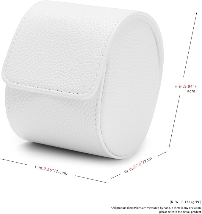 Oirlv Luxury Leather Travel Watch Case Portable Jewelry Watch Storage Roll Organizer(White)