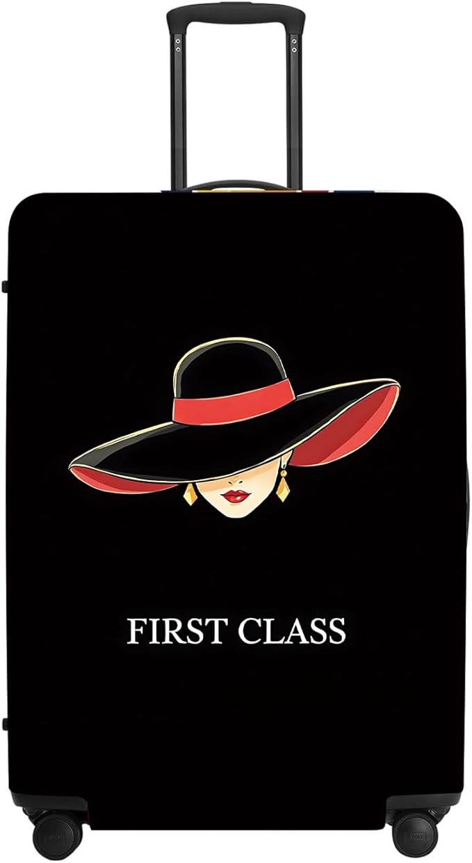Fashion Women Silhouette Luggage Cover, Black & Red First Class Design Waterproof Suitcase Protector, Stylish Anti-Scratch Travel Case