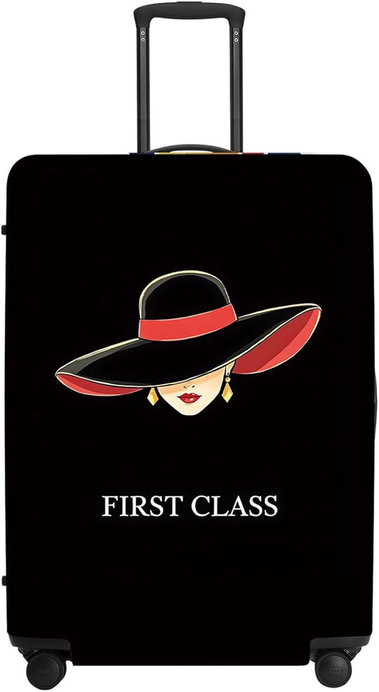 Fashion Women Silhouette Luggage Cover, Black & Red First Class Design Waterproof Suitcase Protector, Stylish Anti-Scratch Travel Case