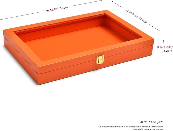 Oirlv Clear Lid Flat Jewelry Tray Stackable Display Storage Box Premium Leather Drawer Insert Jewelry Display Box for Rings Earrings Necklaces Bracelet Women Gift