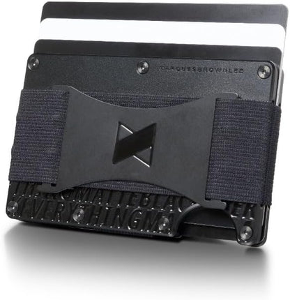 Ridge Wallet for Men - Slim Minimalist Compact Wallet and Card Holder, RFID Protected Front Pocket Wallets for Men with Integrated Cash Strap (Matte Black Everything)