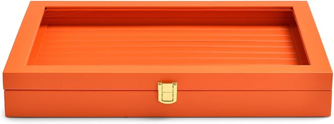 Oirlv Premium Leather Jewelry Display Tray with Acrylic Lid Ring Earrings Organizer Box Clear Lid Drawer Insert for Women