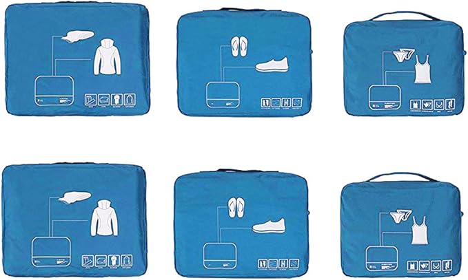 Packing Cubes Set Travel Luggage Organizers Suitcase Lightweight Accessories (Sky Blue)