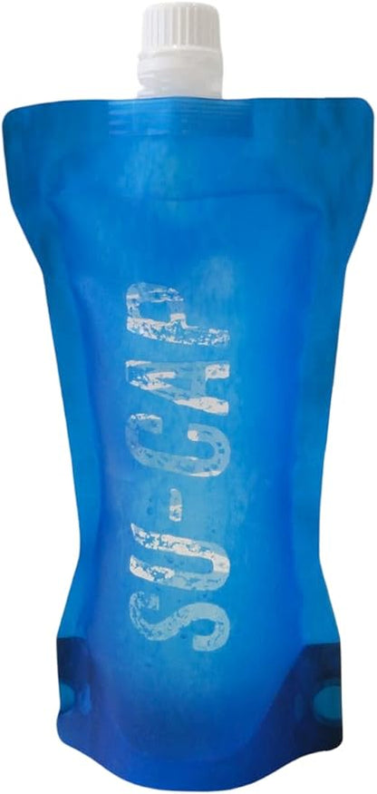 Collapsible Water Bottle – BPA Free, Foldable Sports Bottle for Hiking, Travel, Gym, Leakproof Lightweight Reusable Bottle with Carabiner – Eco-Friendly (15oz- 450 ml) (blue)