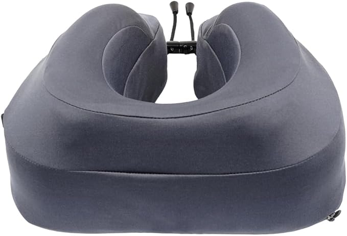 Cabeau Air Travel Pillow for Long Flights – Evolution Plus – U Shaped Memory Foam Neck Support – Removable, Washable Cover – Comfort On-The-Go for Airplane, Train, and Car (Slate Grey)