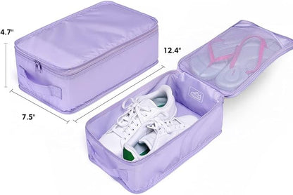 Travel Shoe Bags, Foldable Waterproof Shoe Pouches Organizer-Double Layer (8 Purple Shoe Bags)