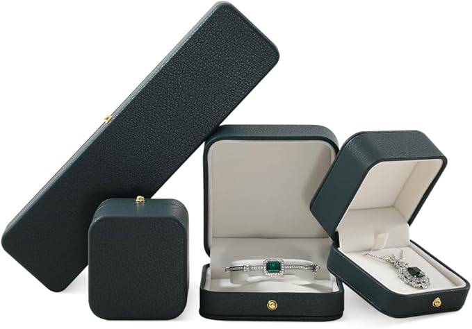Bracelet Box, Leather Necklace Gift Box,Premium Small Jewelry Box,Luxury Gift Box For Chains (Dark Green)