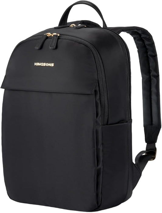 Kingsons Slim Travel Backpack With Luggage Strap,Black Business Backpack, Waterproof Nylon Commuter Bag for Work & Travel,Hiking, Red，Khaki (KS25002-Black-US-1)