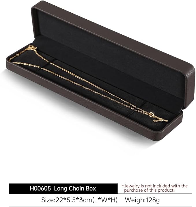 Bracelet Box, Leather Necklace Gift Box,Premium Small Jewelry Box,Luxury Gift Box For Chains (Brown)