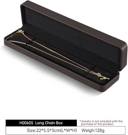 Bracelet Box, Leather Necklace Gift Box,Premium Small Jewelry Box,Luxury Gift Box For Chains (Brown)