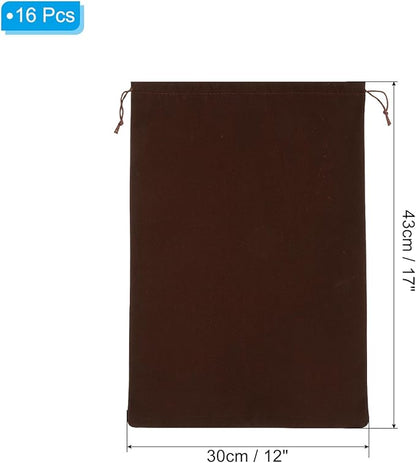 PATIKIL Shoe Dust Bag, 16 Pack Duster Flannel Shoes Pouch with Drawstring Washable Breathable Travel Shoe Bags for Home Luggage Storage, 12x17" Brown