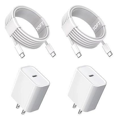 iPhone 16/15 Charger, USB C Charger, 2-Pack 20W Type C Fast Wall Charge Power Adapter, 6FT 60W USB-C to C Cable for iPhone 16/15 Pro/15 Pro Max, iPad Pro 12.9/11 inch, New iPad Air 5/4th, AirPods Pro