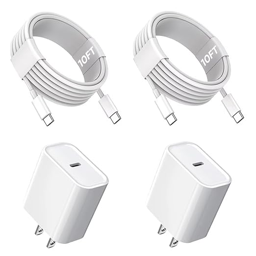 iPhone 16/15 Charger, USB C Charger, 2-Pack 20W Type C Fast Wall Charge Power Adapter, 6FT 60W USB-C to C Cable for iPhone 16/15 Pro/15 Pro Max, iPad Pro 12.9/11 inch, New iPad Air 5/4th, AirPods Pro