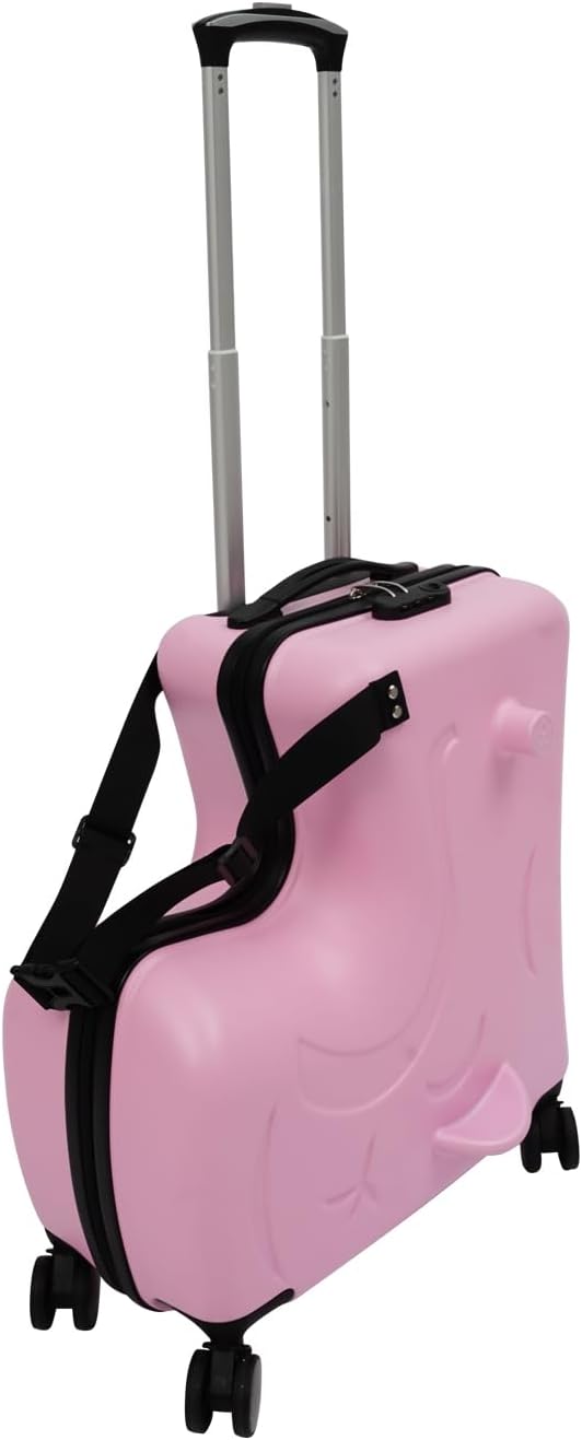 20" Ride-On Suitcase for Kids Toddler Suitcase Kid Luggage with Spinner Wheels Children's Trolley Case Portable Kids Trolley Suitcases Children Rolling Trolly Luggage with Lock & Belt