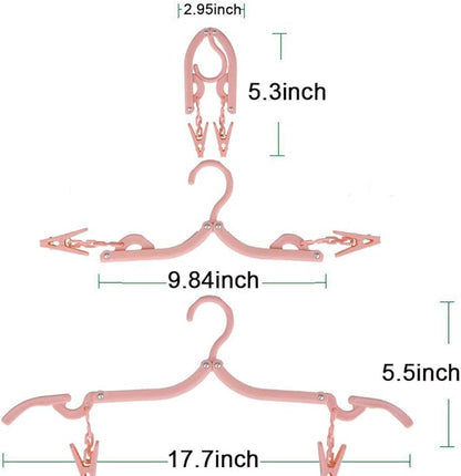 Portable Folding Travel Clothes Hangers12 Pcs with 24 Pcs Clips,with 1 Pcs Clothesline,for Scarves Suits Trousers Pants Shirts Socks Underwear Clothesp