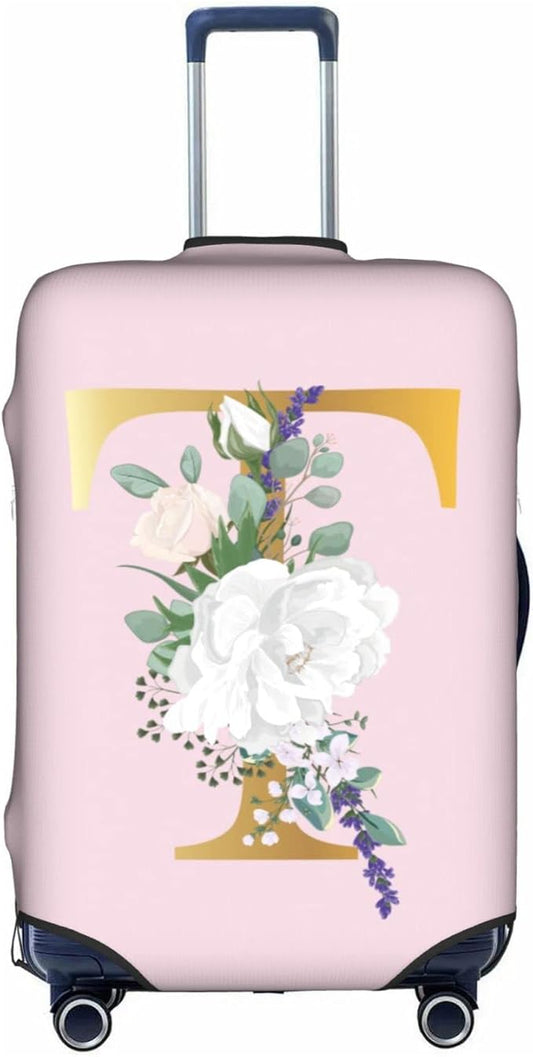 Flower Lette T Pink Luggage Cover Elastic Washable Stretch Suitcase Protector Anti-Scratch Travel Suitcase Cover for Kid and Adult M (22-24 inch suitcase)