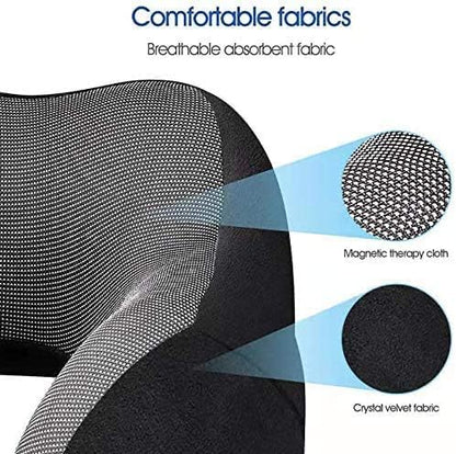 Airplane Travel Neck Pillow, 100% Memory Foam Ergonomic Neck Support, Airplanes Neck Pillow with Washable Cover Travel Essential for Flight & Office Include Eye Mask, Earplugs & Carry Bag (Black)