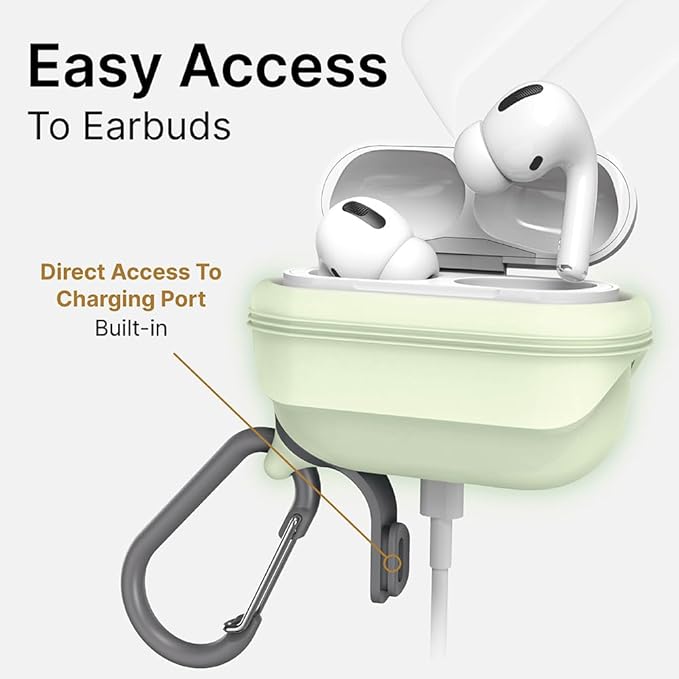 Catalyst Waterproof Case for AirPods Pro 2nd Generation and AirPods Pro 1st Generation - Wireless and USB-C Charging Compatible, One Piece Design, High Drop Protection Case with Carabiner