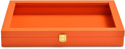 Oirlv Clear Lid Flat Jewelry Tray Stackable Display Storage Box Premium Leather Drawer Insert Jewelry Display Box for Rings Earrings Necklaces Bracelet Women Gift