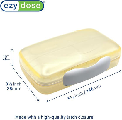 EZY DOSE Moisture-Proof Pill Case, Medicine Planner, Vitamin Organizer Box, Travel-Friendly, Latch-Closure to Secure Contents, 8 Individual Compartments of Multiple Sizes with Tight Seal, Large, Cream