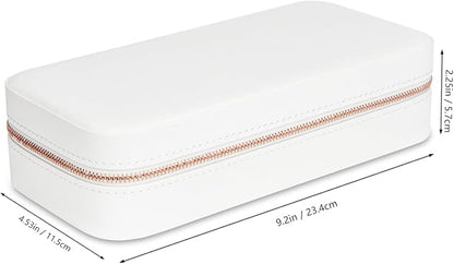 Travel Jewelry Boxes Organizer, Zippered Portable Small Travel Jewellery Boxes for Women, Earring Organizer for Rings Earrings Necklaces White