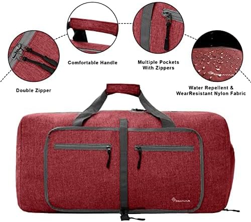 Dimayar 115L Travel Duffle Bag for Men Women - Foldable Duffel Bag with Shoes Compartment - Overnight Bags Waterproof & Tear Resistant(Red)