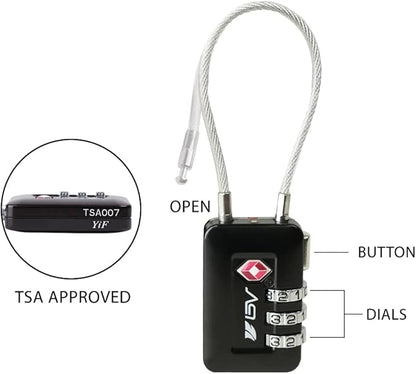 TSA Accepted Luggage Travel Lock, Set-Your-Own Combination Lock for School Gym Locker, Luggage Suitcase Baggage Locks, Filing Cabinets, Toolbox, Case (Black, 6 Pack)