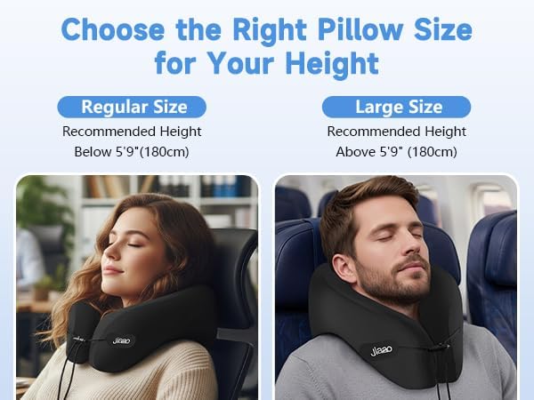 jiaao Upgraded Middle Travel Neck Pillow for Airplanes, Neck Pillow for Traveling,360º Ergonomic Memory Foam Travel Pillow, Soft and Breathable Cover,Portable Pillows for Car