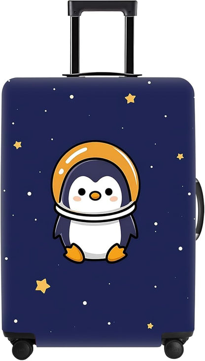 Space Penguin Luggage Cover, Washable Cute Astronaut Penguin Suitcase Cover, Travel Suitcase Protector Anti-scratch Bag Cover,S