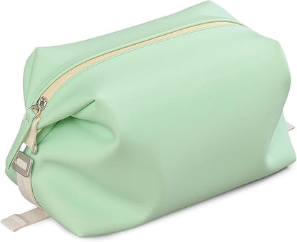 Vomgomfom 3L 6.5 Inch Silicone Toiletry Bag, Waterproof Leakproof Travel Cosmetic Organizer, Adjustable G-Buckle Compression Dopp Kit, Foldable Makeup Bag for Women & Men, Green