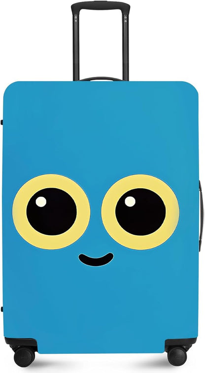 ANNA QUEEN Cute Emoticons Blue Luggage Cover Washable Suitcase Protector Suitcase Cover Anti-Scratch,Stretchable Fit for 18-32Inch Luggage,Travel Bag Cover M(fits 22-25Inch suitcase)