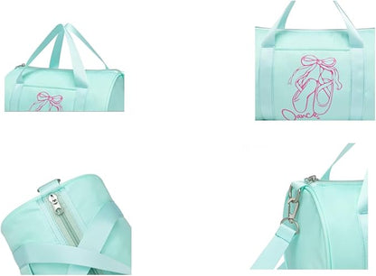 Girls Dance Tutu Bag,Kids Ballet Duffle Bag, age 2-6 (Patina Green)