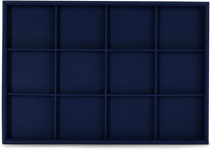 Oirlv Stackable Premium Leather Jewelry Trays 12 Grid Jewelry Drawer Organizer Trays Bracelet Earrings Watches Showcase Display Organizer