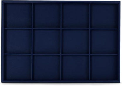 Oirlv Stackable Premium Leather Jewelry Trays 12 Grid Jewelry Drawer Organizer Trays Bracelet Earrings Watches Showcase Display Organizer