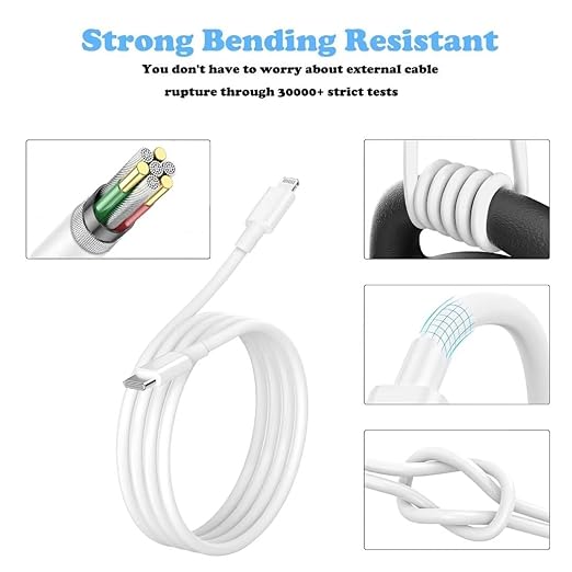 iPhone Fast Charger, 3 Pack MFi Certified PD Type C Fast Charger Block with 3 Pack 6FT USB C to Lightning Fast Charging Data Sync Cable Compatible with iPhone 14 13 12 11 Pro Max XS XR X 8 iPad-White