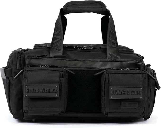 WOLFpak 20L Mini Duffle Bag for Gym & Travel | Waterproof Carry-On Weekender Bag with Shoe Compartment, Hard Bottom, and Tactical Molle System (Nightshade)