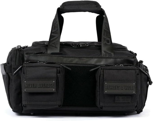 WOLFpak 20L Mini Duffle Bag for Gym & Travel | Waterproof Carry-On Weekender Bag with Shoe Compartment, Hard Bottom, and Tactical Molle System (Nightshade)