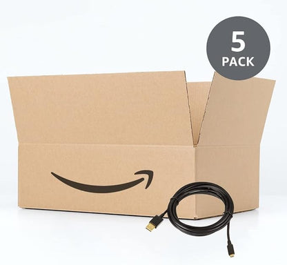 Amazon Basics 5-Pack USB-A to Micro USB Charging Cable, 480Mbps Transfer Speed with Gold-Plated Plugs, USB 2.0, 10 foot, Black