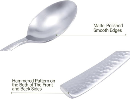 Hand Forged Stainless Steel Flatware Set Silverware Set Cutlery Set Matte Finished Hammered 5 Pieces Service for 1