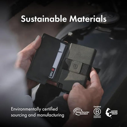 Ekster - Parliament Pop Up Wallet for Men - RFID Blocking Metal Card Holder Wallet with Push Button and Card Ejection - Minimalist Leather Tactical Daily Carry Parliament - Easy Access, Juniper Green