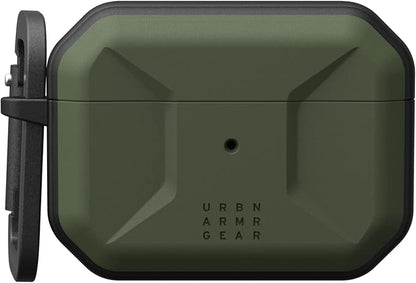 UAG Designed for AirPods Pro (2nd Gen 2022) Civilian Olive Drab, Premium Rugged Slim Water Resistant Full Protective Case Cover with Detachable Keychain Carabiner by URBAN ARMOR GEAR