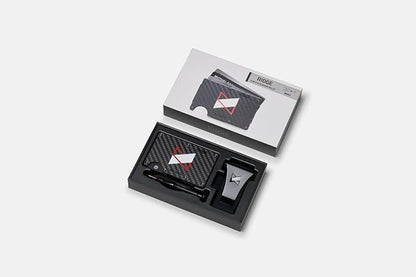 Ridge Wallet for Men - Slim Minimalist Compact Wallet and Card Holder, RFID Protected Front Pocket Wallets for Men with Integrated Cash Strap (MKBHD Carbon Fiber)