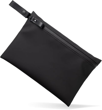 Water-Resistant Zipper Pouch, Made in Japan, Multipurpose Organizer with Pockets for Cords, Essentials, Toiletries, Cosmetics, and Travel Accessories, Eco & Durable Materials, TOFTPOUCH, Medium, Black