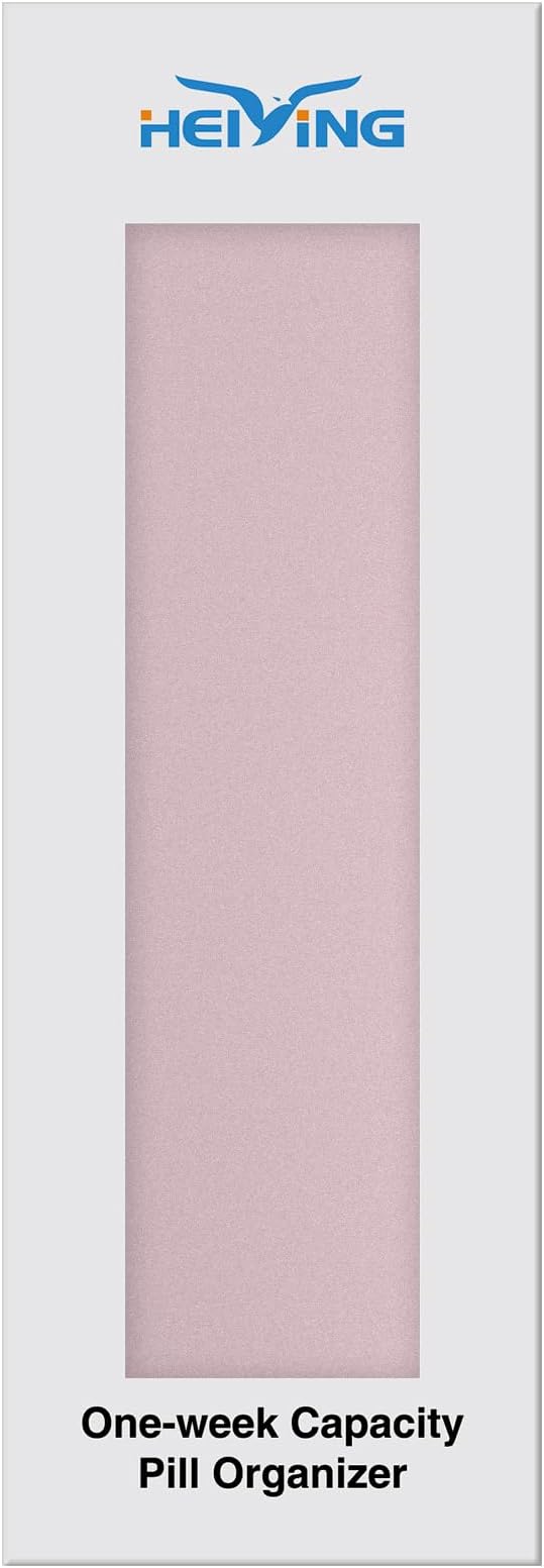 HEIYING Pill Organizer with Aluminum Shell for One Week Capacity, Portable 7 Compartments Pill Box Container to Hold Vitamin, Medicine, Supplements