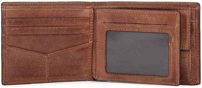 Fossil Men's Derrick Leather RFID-Blocking Bifold with Coin Pocket Wallet