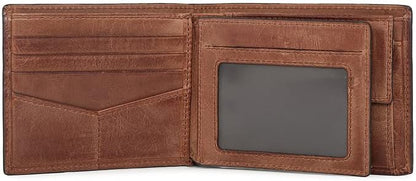 Fossil Men's Derrick Leather RFID-Blocking Bifold with Coin Pocket Wallet