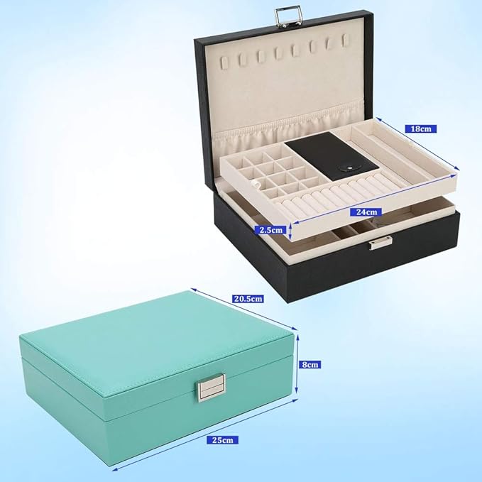 FSC Lighting Jewelry Box Organizer, Travel Jewelry Storage Case Necklace Holders Display Tray Storage Case(Black)